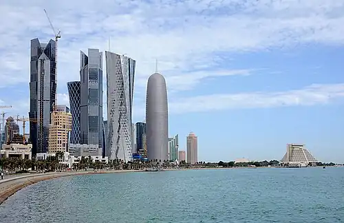 نمایی از کرنیش دوحه مسیر برگزاری رویدادهای ماراتن و پیاده‌روی سرعت.
