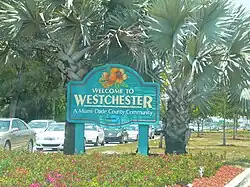 Sign marking entrance to Westchester on Bird Road, just west of the  Palmetto Expressway