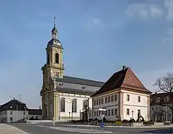 Wiesentheid, church and vicarage.