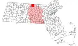Location in Worcester County in Massachusetts