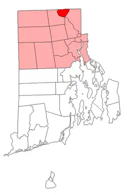 Location of Woonsocket in Providence County, Rhode Island