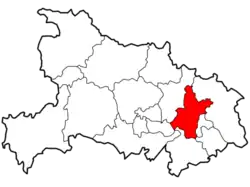 Location of Wuhan City jurisdiction in Hubei