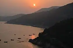Sun set on the beach of Xiapu