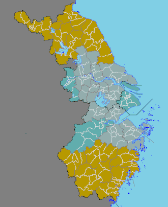 Map of Yangtze River Delta in Green