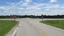 Looking east at intersection of Ohio Highway 207 and Cook-Yankeetown Road in Yankeetown, Ohio