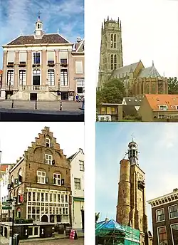 Clockwise from top left: City hall, Saint Martin church, Gasthuis Tower, Gothic house
