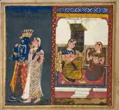 در آغوش گرفتن رادا و کریشنا ، از یک گیتا گوویندا ، اورنگ آباد (؟) ، ح. 1650