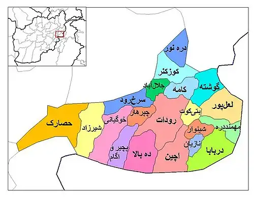 ولسوالی‌های ننگرهار افغانستان