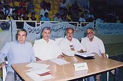 از راست: ایرج ملک حسین پور، غلامحسین پاک منش، محمود مساعدیان و ابوالقاسم صادقی، کمیته فنی قهرمانی بوکس جوانان کشور، کرمان، شهریور ۱۳۸۲