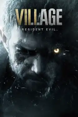Chris Redfield and a werewolf-like creature appear below the game title on the cover art. The title's gold coloring highlights the Roman numeral "VIII" (8) as a subtle means to indicate this is the eighth numbered Resident Evil game.