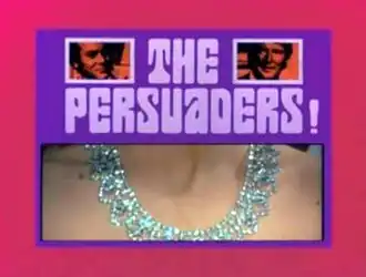 Series title with images of title characters and girl's neck with a diamond necklace