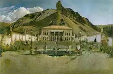 دورنمای عمارت شهرستانک (اثر کمال‌الملک حدود ۱۲۶۶ خورشیدی)
