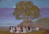 Pericón - پریکون (یک رقص چندنژادی، رنگ روغنی روی مقوا) - ۱۰۰×۷۰ سانتی‌متر