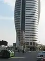 The mosque alongside the nearby Sail Tower