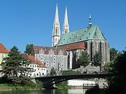 St. Peter and Paul church and the Waidhaus on the river Neisse in Görlitz