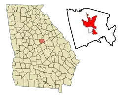 Location in Baldwin County and the state of جورجیا