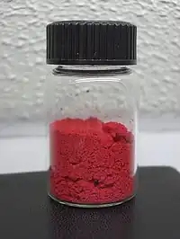 Sample of nanocrystalline cadmium selenide in a vial
