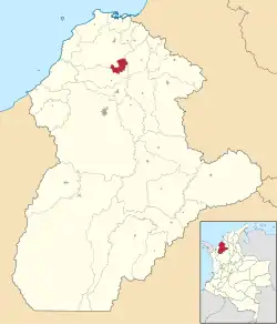 Location of the municipality and town of Cotorra in the Córdoba Department of Colombia.