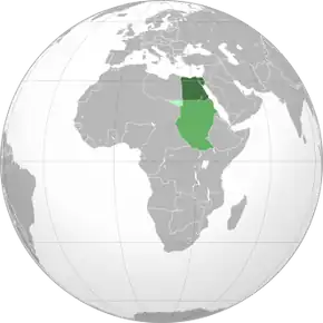 سبز: سلطاننشین مصرسبز روشن: سودان مصر و بریتانیاسبز روشنتر:در سال ۱۹۱۹ به لیبی ایتالیا الحاق شد.
