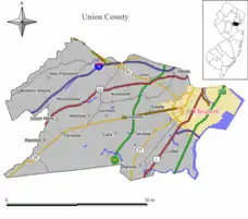 Map of Elizabeth in Union County(click image to enlarge; also see: state map)
