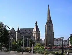 The town hall and tower of the abbey