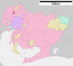 موقعیت Iwakura در استان آیچی