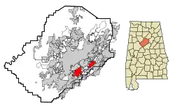 Location in شهرستان جفرسون، آلاباما and the state of آلاباما