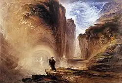 painting of a man reaching towards nature