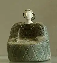 پیکرهٔ زنی مشهور به «شاهدخت باختری» با لباس کاوناکِس (Kaunakes)، بدست‌آمده از مجموعهٔ باستان‌شناسیِ بلخ-مرو (BMAC) یا «تمدن آمودریا»، سرزمین باستانی باختر در شمال افغانستان، هزارهٔ دوم پیش از میلاد، موزیم لوور در پاریس