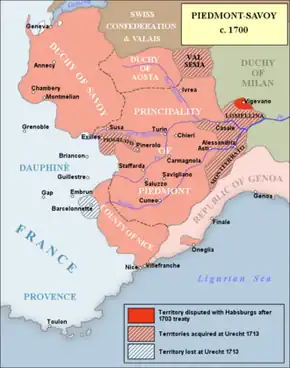 وسعت دوک نشین ساوی در سال ۱۷۰۰ میلادی.