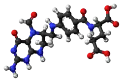 Ball-and-stick model of the folinic acid molecule