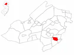 Madison highlighted in Morris County Inset map: Morris County highlighted in the state of New Jersey