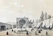 ورودی مسجد امام در دوره محمدشاه قاجار، نقاشی اوژن فلاندن