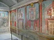 Cubiculum (bedroom) from the Villa of P. Fannius Synistor at Boscoreale. Fresco Roman Republican period Date: ca. 50–40 B.C.