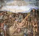 به چلیپا (صلیب) کشاندن قدیس پطرس (The Crucifixion of St. Peter) آفریده شده در حدود ۱۵۵۰_۱۵۴۶