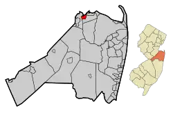 Map of Keyport in Monmouth County. Inset: Location of Monmouth County highlighted in the State of New Jersey.
