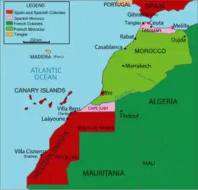 Ifni is the very small central red area