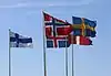 Flags of the Nordic countries outside the Bella Center, Copenhagen, 2004