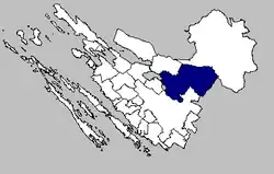 Map of the Obrovac municipality within the Zadar County