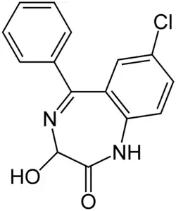 Kekulé, skeletal formula of a minor tautomer of oxazepam