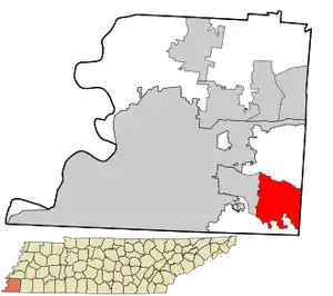Location in شهرستان شلبی، تنسی and state of تنسی.