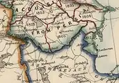 نقشه‌ای از جیمز ویلد، جغرافی‌دان درباری از سال ۱۲۳۳ که نام رودخانه را اَرَس نوشته‌است.