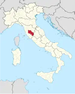 Map highlighting the location of the province of Siena in Italy