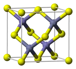Ball and stick cell model of indium antimonide