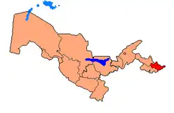 محل ولایت اندیجان بر روی نقشه ازبکستان