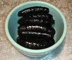Oven cooked verivorst (blood sausage)