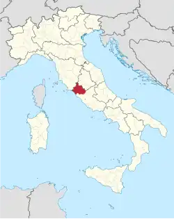 Map highlighting the location of the province of Viterbo in Italy